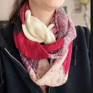 NEW Hand Knit O Canada - Patchwork Striped Infinity Scarf merino wool